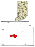 Clinton County Indiana Incorporated and Unincorporated areas Frankfort Highlighted 1825324